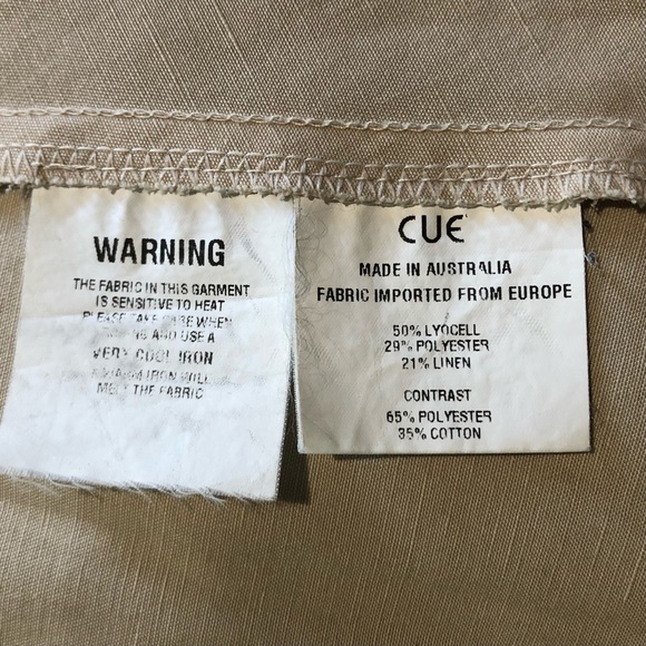 CUE Size 8 Coffee/Black Trim Linen-Blend Sleeveless Pleated Fit&Flare Swing Top - Picture 15 of 16